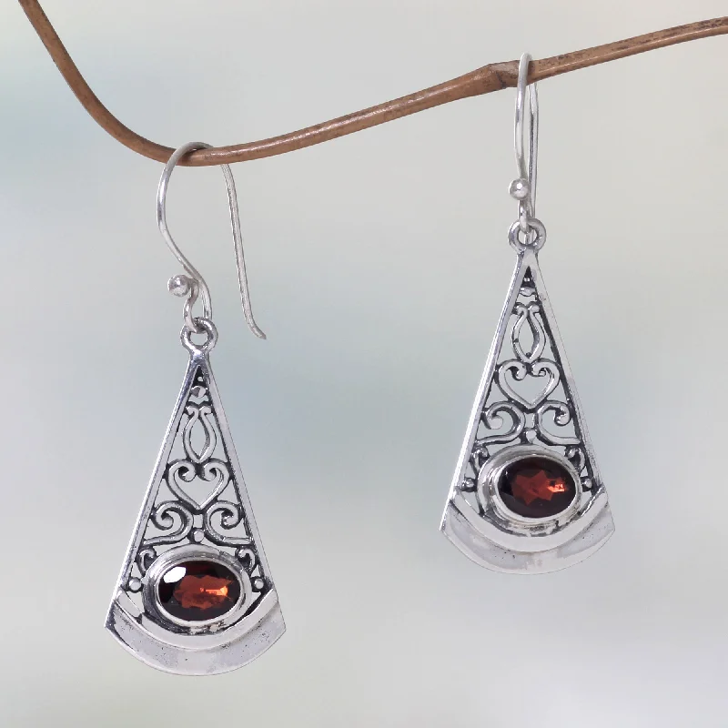 Flash Sale On Exquisite Jewelry – Don't Miss Out Mount Agung Crimson Natural Garnet Dangle Earrings in 925 Sterling Silver