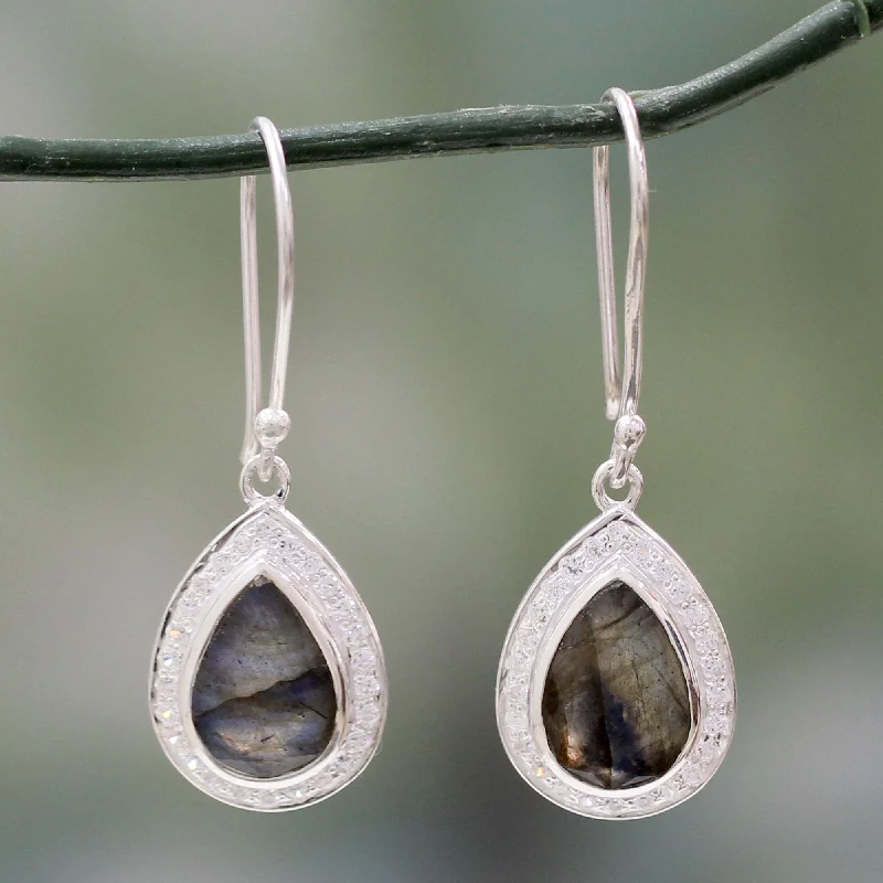 Seasonal Jewelry Deals – Elevate Your Style Mystic Dewdrop Modern Sterling Silver Earrings with Labradorite Gemstones