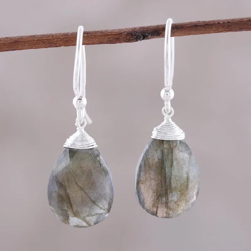 Exclusive Jewelry Offers – Sparkle For Less Mystical Forest Faceted Labradorite Teardrop Sterling Silver Dangle Earrings