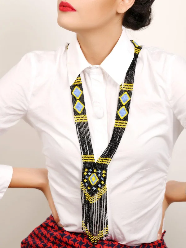 Luxury Jewelry Sale – Sparkle For Less Odette Women Naomi Handmade Black Aztec Neckpiece