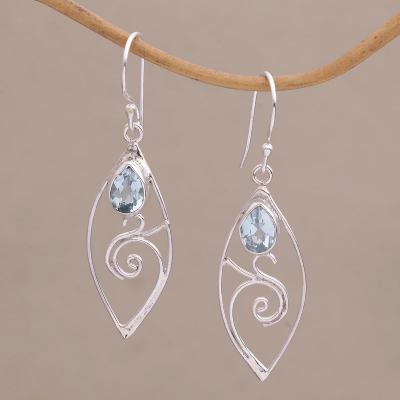 Stunning Jewelry Pieces At The Lowest Prices Ever Natural Swirl Blue Topaz and Sterling Silver Swirl Motif Dangle Earrings Stunning Jewelry Pieces At The Lowest Prices Ever Natural Swirl Blue Topaz and Sterling Silver Swirl Motif Dangle Earrings