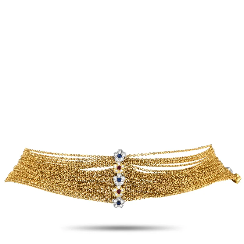 Pasquale Bruni 18K Yellow Gold 2.73ct Diamond, Sapphire and Ruby Choker Necklace PB01-071824