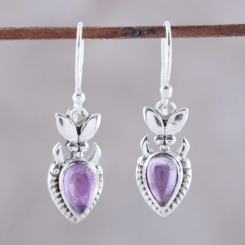 Timeless Elegance, Temporary Discounts – Act Fast Passion Blooms Teardrop Amethyst and Sterling Silver Dangle Earrings
