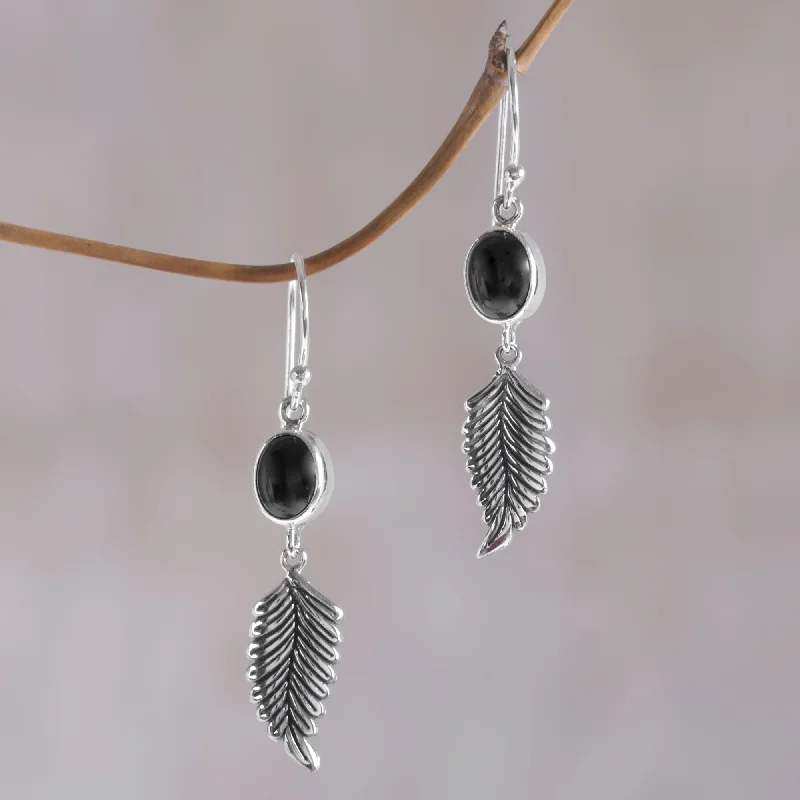 Shop Dazzling Jewelry At The Best Prices Passionate Hope Balinese 925 Sterling Silver Feather Earrings with Onyx
