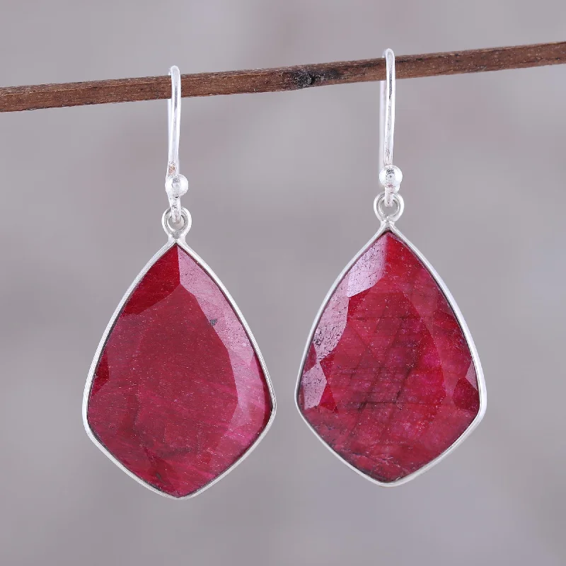Handcrafted Jewelry Sale – Unique Designs At Low Prices Passionate Muse Ruby and Sterling Silver Dangle Earrings from India