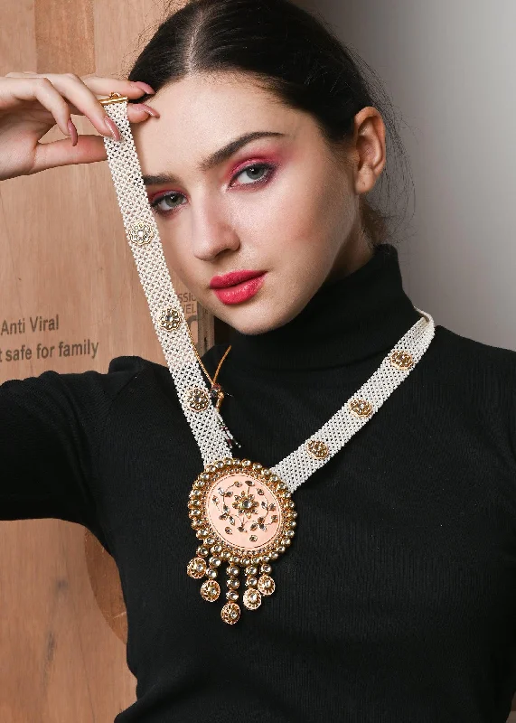 Don't Miss Out On Bestselling Jewelry At Special Prices Odette Women Pastel Pink Trendy Kundan Necklace Set