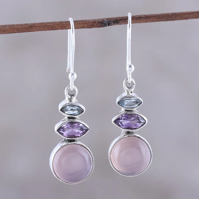 Exclusive Jewelry Discounts – Shop Now For Savings Peaceful Dazzle in Pink Multi-Gemstone Dangle Earrings in Pink from India