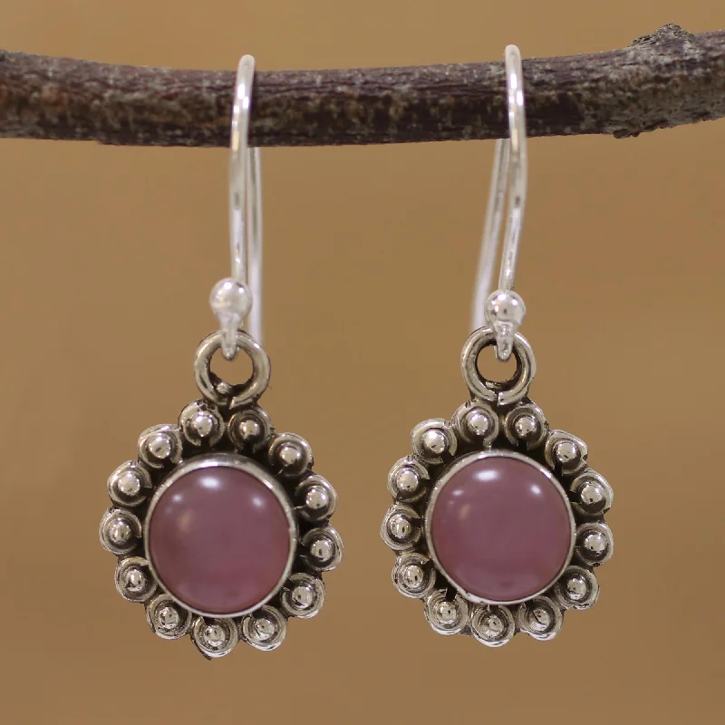 The Perfect Jewelry Piece At The Perfect Price Pink Appeal Pink Chalcedony and Sterling Silver Floral Dangle Earrings