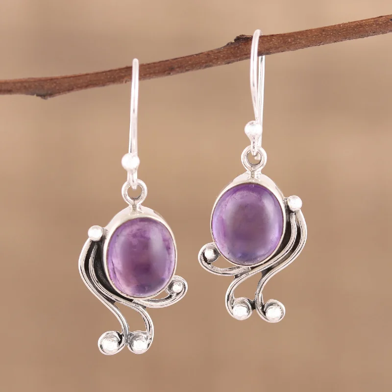 Chic And Stylish Jewelry At Exclusive Prices Pleasing Violet Handmade 925 Sterling Silver Amethyst Dangle Earrings