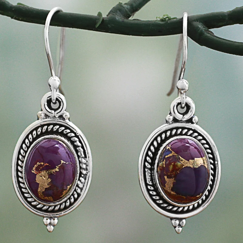 Breathtaking Jewelry At Limited-Time Savings Purple Glory Hand Made Purple Turquoise Dangle Earrings from India