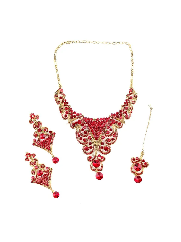 Personalized Engraved Jewelry For Meaningful Gifts Odette Women Red And Gold Crystal Floral Necklace Personalized Engraved Jewelry For Meaningful Gifts Odette Women Red And Gold Crystal Floral Necklace