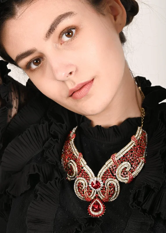 Elegant Jewelry At Unbeatable Offers – Shop Before It's Gone Odette Women Red Crystal Necklace Set