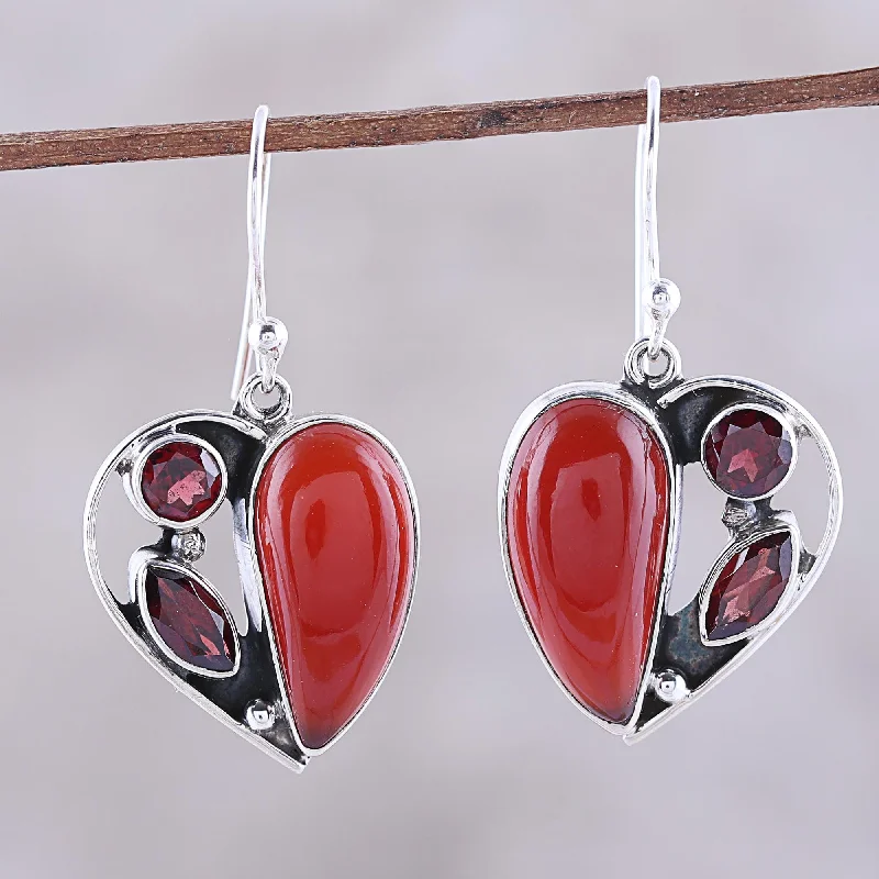 Exclusive Jewelry Bundles At Discounted Rates Red Hearts Carnelian and Garnet Heart Earrings from India