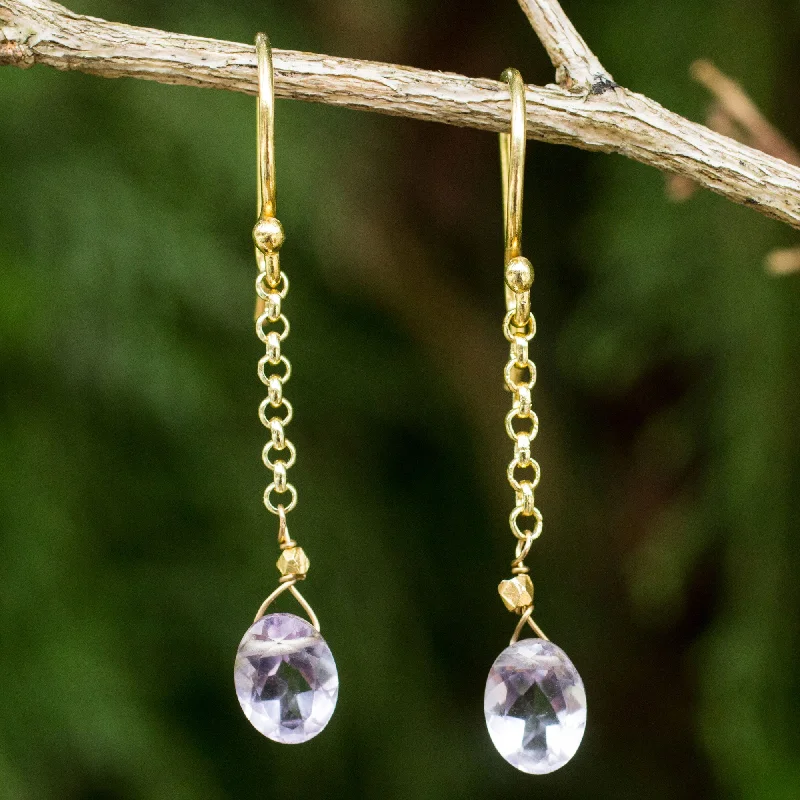 Romantic Heart-Shaped Jewelry For Special Gifts Rising Star Artisan Crafted 24k Gold Vermeil Amethyst Earrings Thailand