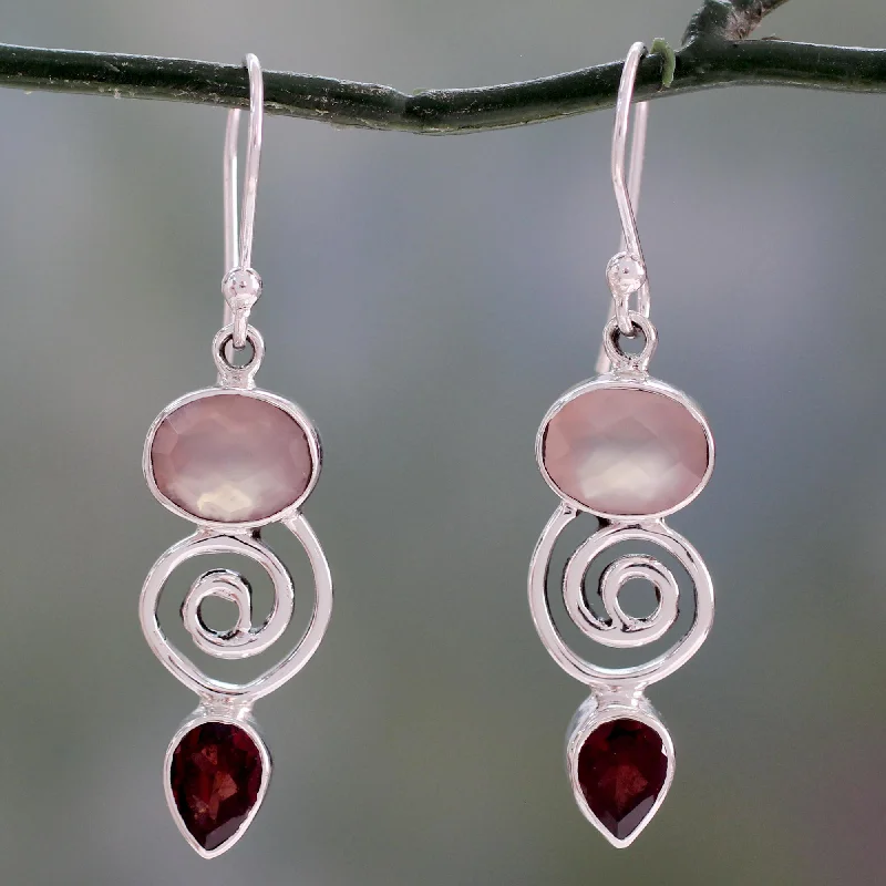 Handcrafted Jewelry Sale – Unique Designs At Low Prices Romantic Journey Silver Dangle Earrings with Rose Quartz and Garnet Stones Handcrafted Jewelry Sale – Unique Designs At Low Prices Romantic Journey Silver Dangle Earrings with Rose Quartz and Garnet Stones