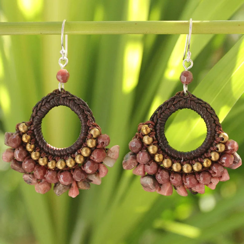 Affordable Gold-Plated Jewelry For Modern Fashion Rose Lanna Rhodonite & Brass Beaded Chandelier Earrings