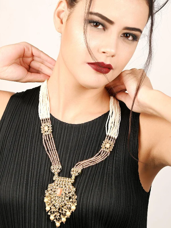 Make Every Moment Shine – Jewelry Discounts Available Odette Women Rose Quartz Kundan Style Necklace Set