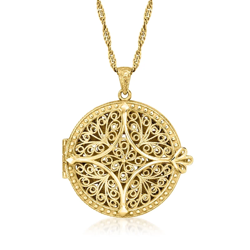 Get Your Favorite Jewelry At The Best Price Ross-Simons 18kt Gold Over Sterling Filigree Locket Necklace