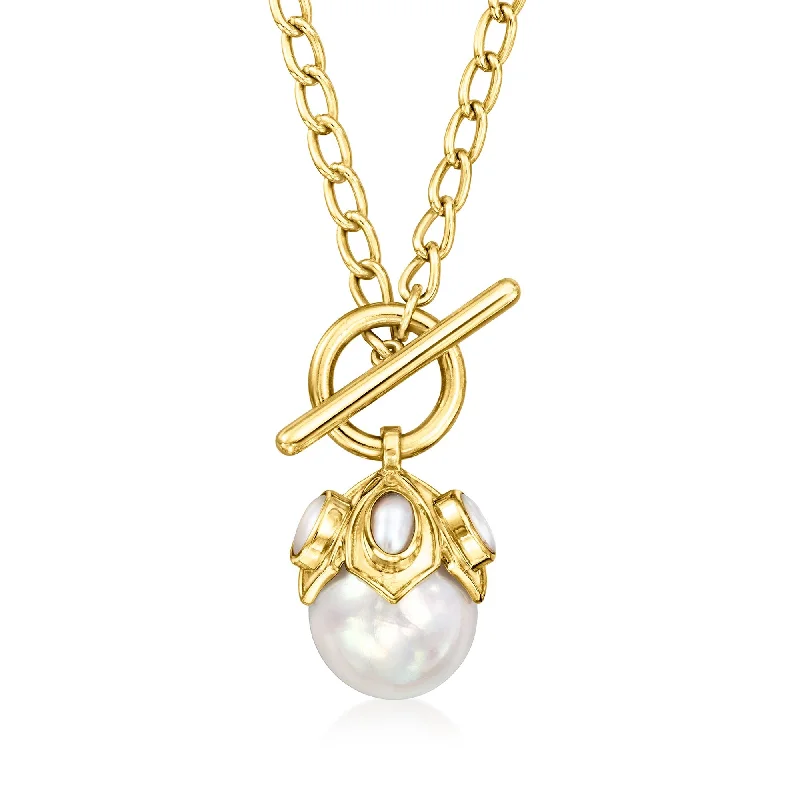 Get Ready To Sparkle – Special Jewelry Discounts Ross-Simons 5x3mm and 12-12.5mm Cultured Pearl Toggle Necklace in 18kt Gold Over Sterling