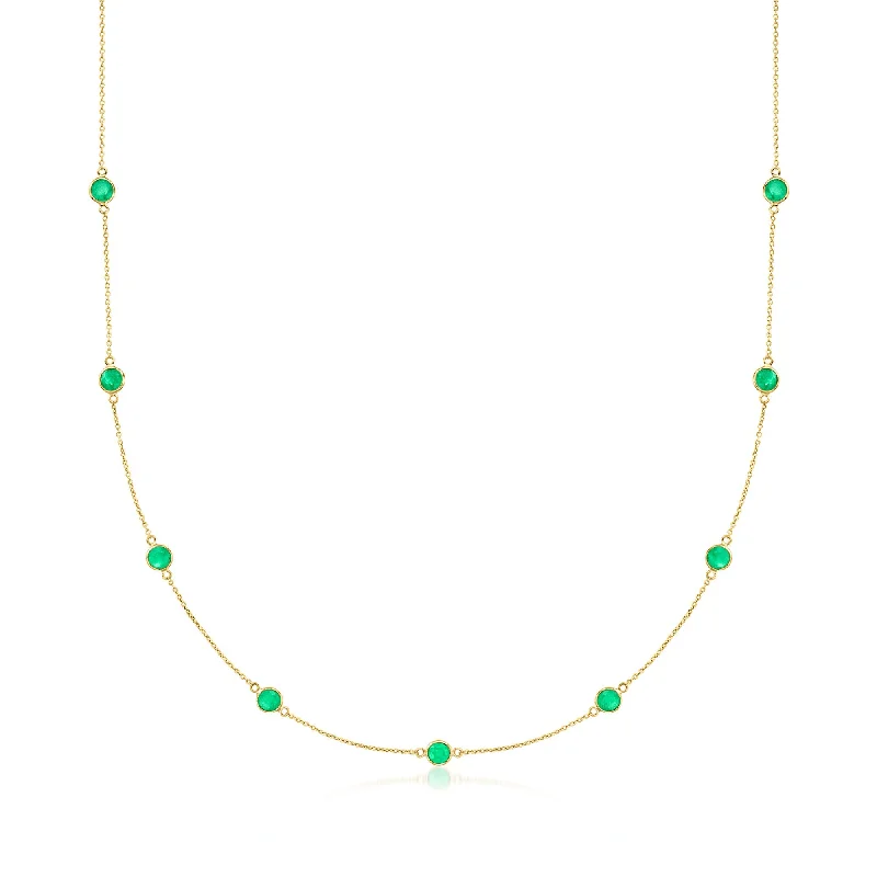 Flash Deals On Fine Jewelry – Shop Before It's Gone Ross-Simons Emerald Station Necklace in 14kt Yellow Gold