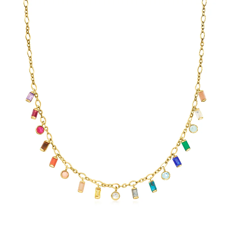Celebrate With Sparkle – Jewelry Sale Now Live Ross-Simons Multi-Gemstone Drop Necklace in 18kt Gold Over Sterling