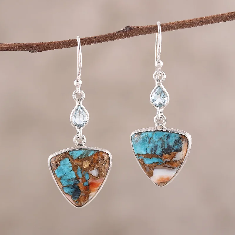 Limited-Stock Jewelry Clearance – Grab Your Favorites Now Royal Colors Recon. Turquoise and Blue Topaz Dangle Earrings