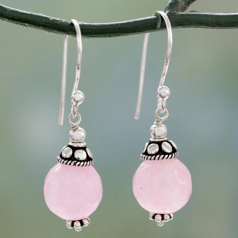 Chic, Trendy, And Affordable Jewelry Sale Royal Discretion Pink Chalcedony Dangle Earrings with Sterling Silver Chic, Trendy, And Affordable Jewelry Sale Royal Discretion Pink Chalcedony Dangle Earrings with Sterling Silver