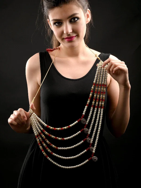 Get Your Favorite Jewelry At The Best Price Odette Women Ruby And White Multi Layered Kundan Necklace Get Your Favorite Jewelry At The Best Price Odette Women Ruby And White Multi Layered Kundan Necklace