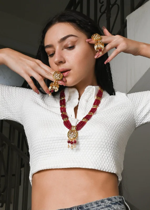 Trending Jewelry Styles Now At Limited-Time Discounts Odette Women Ruby Color Statement Necklace Set Trending Jewelry Styles Now At Limited-Time Discounts Odette Women Ruby Color Statement Necklace Set