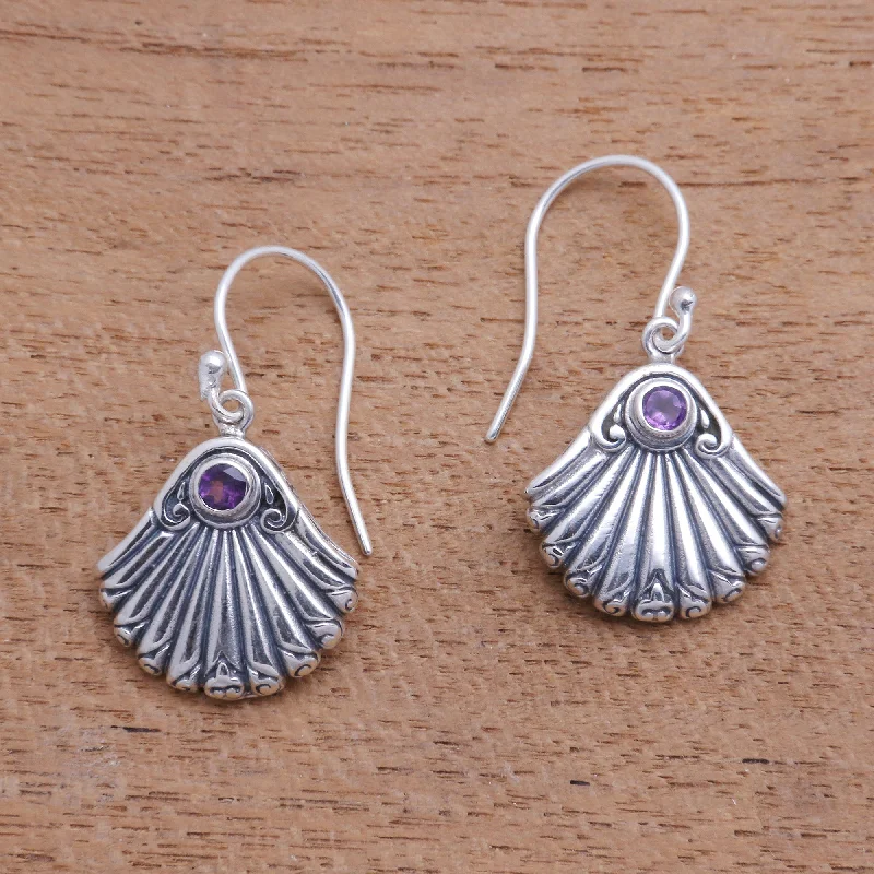 Limited-Time Offer On Elegant Jewelry Pieces Seashore Shells Seashell-Shaped Amethyst Dangle Earrings from Bali