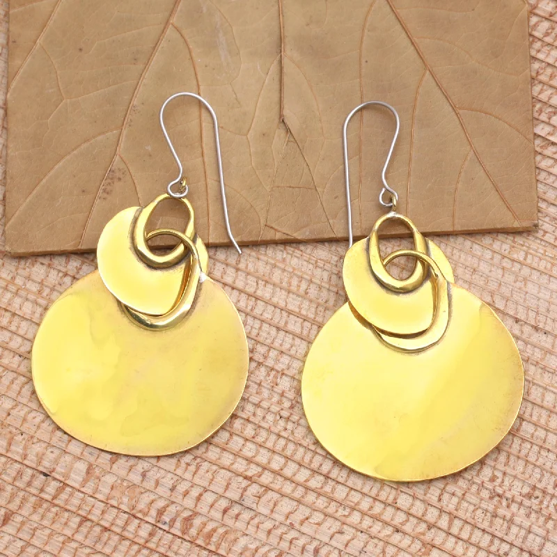 Exclusive Jewelry Sale – Grab Timeless Pieces Now Shimmering Fan Handmade Brass Dangle Earrings