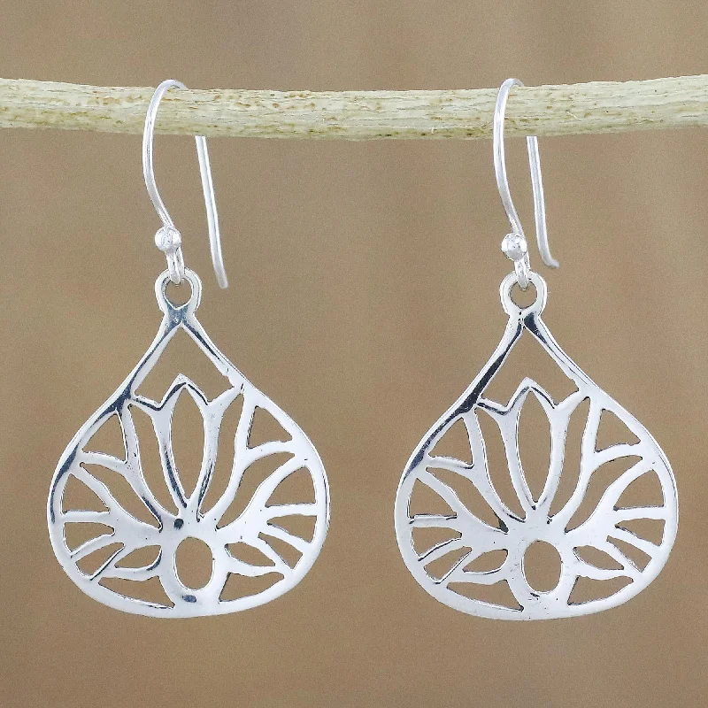 Personalized Jewelry Sale – Meaningful Gifts At Great Prices Shimmering Lotus Lotus-Shaped Sterling Silver Dangle Earrings from Thailand