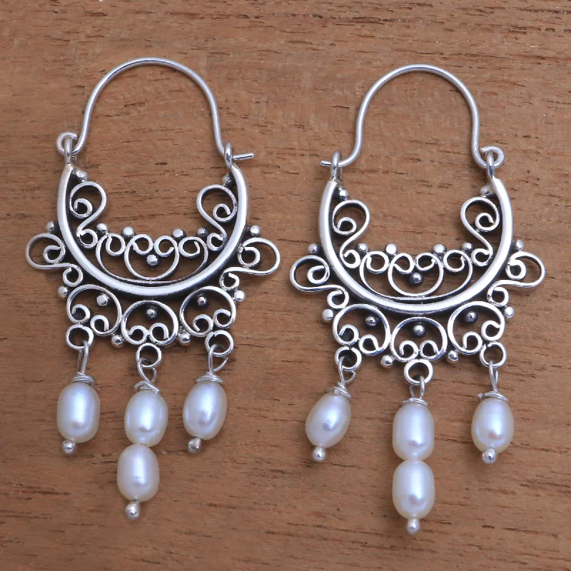 Last Chance To Grab Your Favorite Jewelry At A Discount Silver-White Dew Silver-White Cultured Pearl Chandelier Earrings from Bali Last Chance To Grab Your Favorite Jewelry At A Discount Silver-White Dew Silver-White Cultured Pearl Chandelier Earrings from Bali