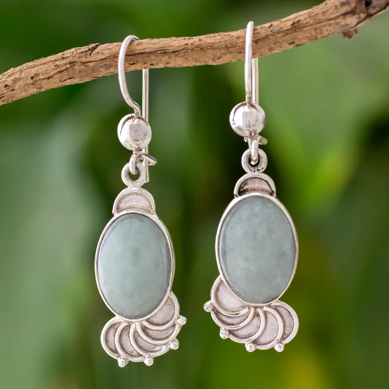 Limited-Stock Jewelry Sale – Shop Before It's Gone Siren Song in Light Green Light Green Jade Oval Dangle Earrings from Guatemala