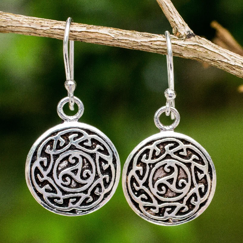 Seasonal Jewelry Deals – Elevate Your Style Sister Goddess Free Trade Celtic Motif Round Silver Earrings from Thailand