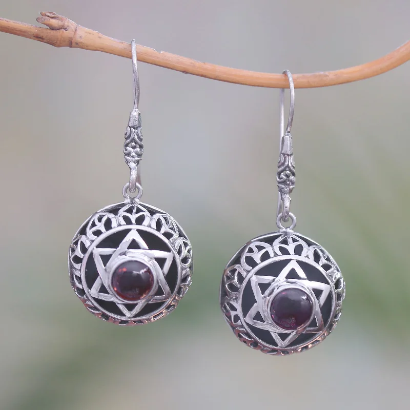 Premium Jewelry Now Available At Special Discounts Six Points Garnet Six-Pointed Star Dangle Earrings from Bali