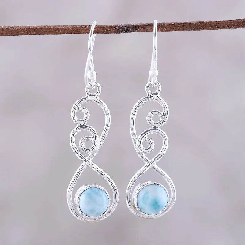 Luxury Jewelry At Unbeatable Discounts Sky Swirl Sterling Silver and Blue White Larimar Dangle Earrings Luxury Jewelry At Unbeatable Discounts Sky Swirl Sterling Silver and Blue White Larimar Dangle Earrings