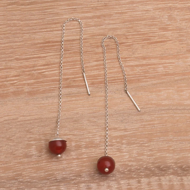 Handcrafted Beauty At Affordable Prices Soaring Dawn Handmade Carnelian Threader Earrings 925 Sterling Silver