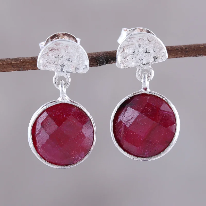 Elegant Jewelry, Exclusive Prices – Shop Now Sparkle and Fire Faceted Ruby and Sterling Silver Dangle Earrings from India