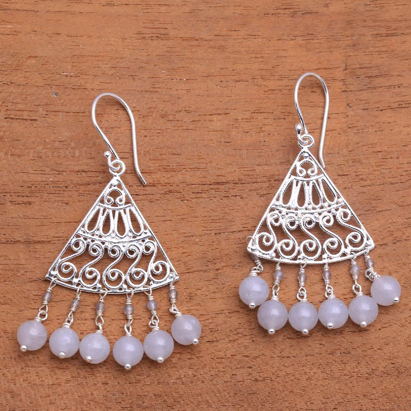 Don't Miss Out On Jaw-Dropping Jewelry Discounts Spiral Fascination Spiral Pattern Moonstone Chandelier Earrings from Bali