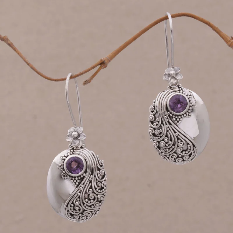 Seasonal Jewelry Clearance – Best Styles At The Lowest Prices Spiral Garden Amethyst and Sterling Silver Floral Dangle Earrings