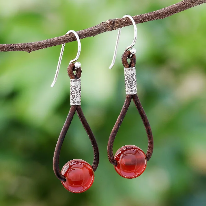 Bestselling Jewelry At Special Promotional Rates Spring Passion Carnelian and Karen Silver Dangle Earrings with Leather Bestselling Jewelry At Special Promotional Rates Spring Passion Carnelian and Karen Silver Dangle Earrings with Leather