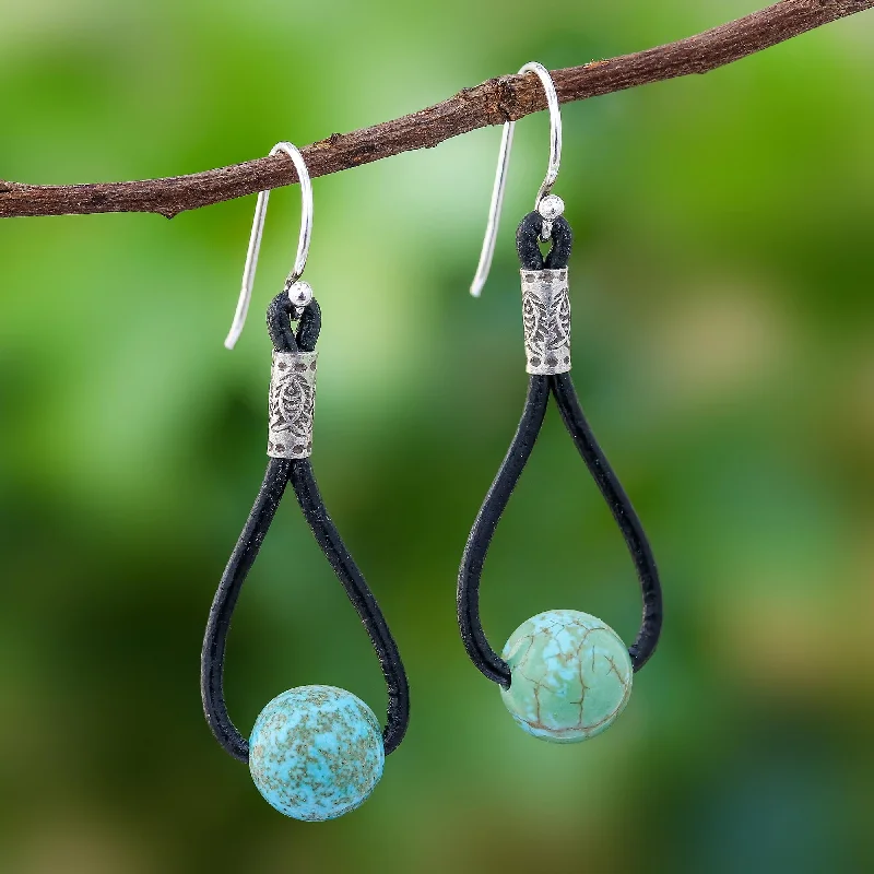 Affordable Luxury Jewelry For Every Occasion Spring Passion Howlite and Karen Silver Dangle Earrings with Leather Affordable Luxury Jewelry For Every Occasion Spring Passion Howlite and Karen Silver Dangle Earrings with Leather