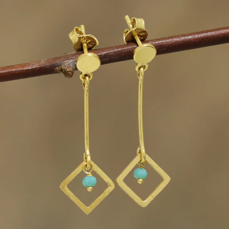 Limited-Time Offer On Elegant Jewelry Pieces Square Dazzle 22k Gold Plated Chalcedony Dangle Earrings from India Limited-Time Offer On Elegant Jewelry Pieces Square Dazzle 22k Gold Plated Chalcedony Dangle Earrings from India