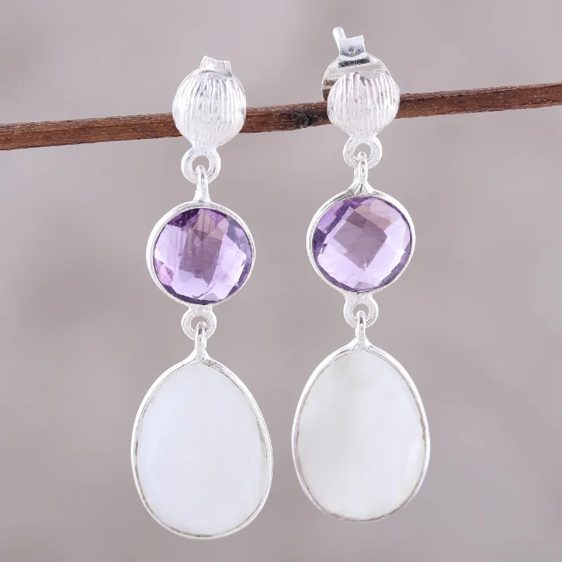 Huge Savings On Timeless Jewelry Collections Sundown Mist Rainbow Moonstone Amethyst Sterling Silver Dangle Earrings