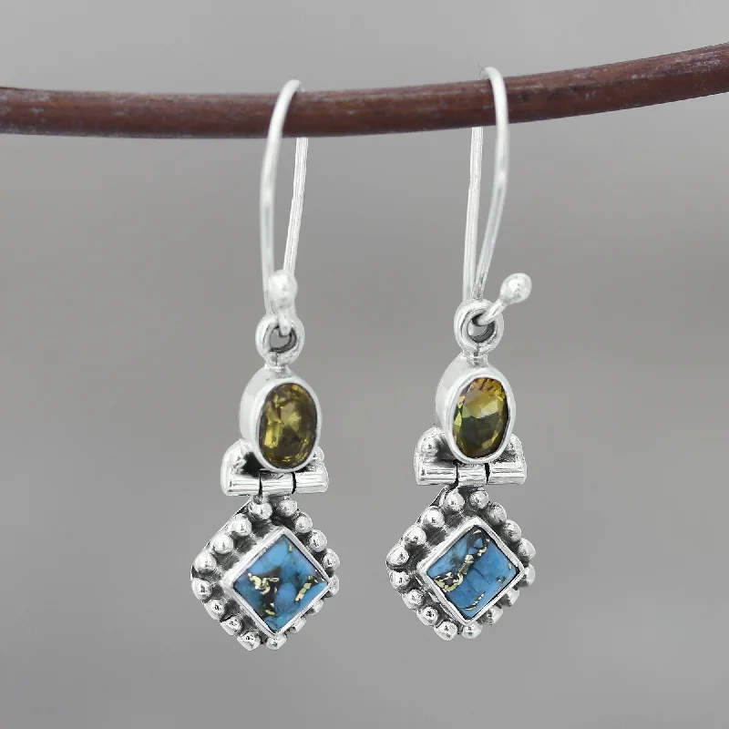 Gorgeous Jewelry, Limited-Time Savings Sunny Delight Citrine and Composite Turquoise Dangle Earrings from India