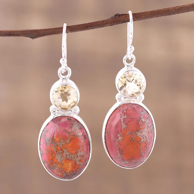 Get Your Favorite Jewelry At The Best Price Sunset Appeal Sterling Hook Earrings with Citrine and Composite Turquoise