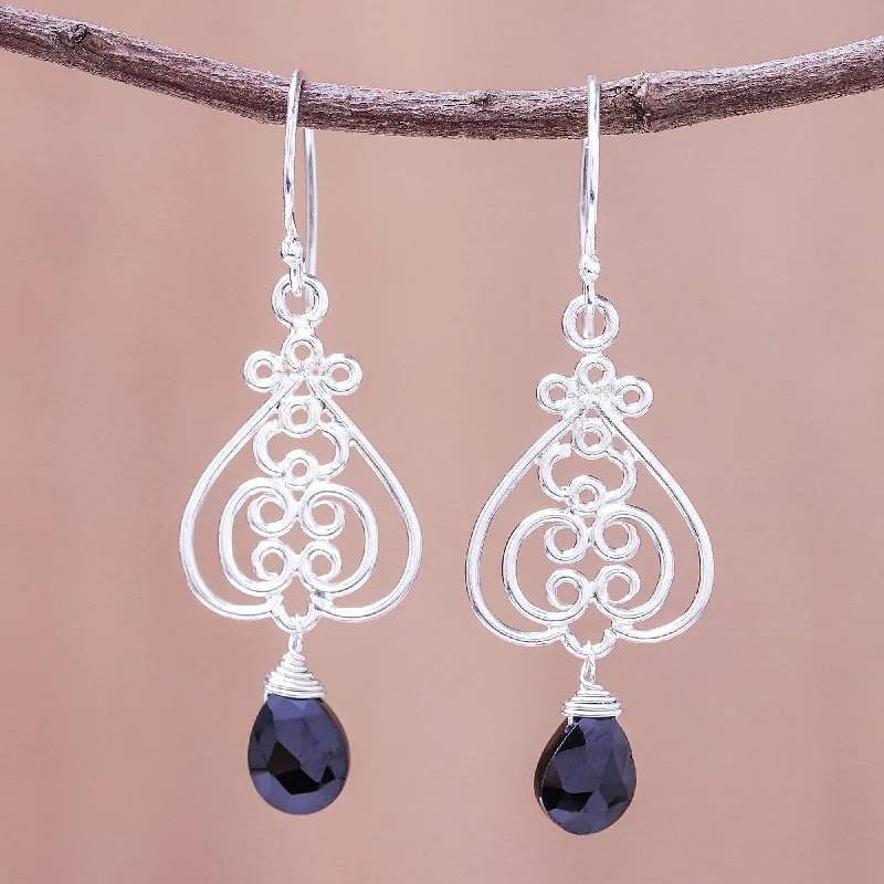 Limited-Time Offer On Premium Jewelry Collections Swirling Beauty Swirl Pattern Onyx Dangle Earrings Crafted in Thailand