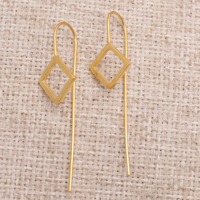 Jewelry Deals That Outshine The Rest Symmetrical Geometry Handmade Gold-Plated Drop Earrings