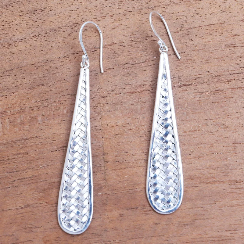 Limited-Time Offer On Elegant Jewelry Pieces Teardrop Weave Weave Motif Sterling Silver Dangle Earrings from Bali Limited-Time Offer On Elegant Jewelry Pieces Teardrop Weave Weave Motif Sterling Silver Dangle Earrings from Bali